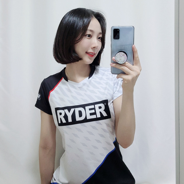 라이더 22R-1 경기용 배드민턴 반팔 티셔츠 화이트 RYDER